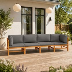 Durable 4-Seater Garden Sofa with Grey Cushions