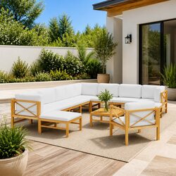 Stylish 12-Piece Outdoor Lounge Set in Teak Wood