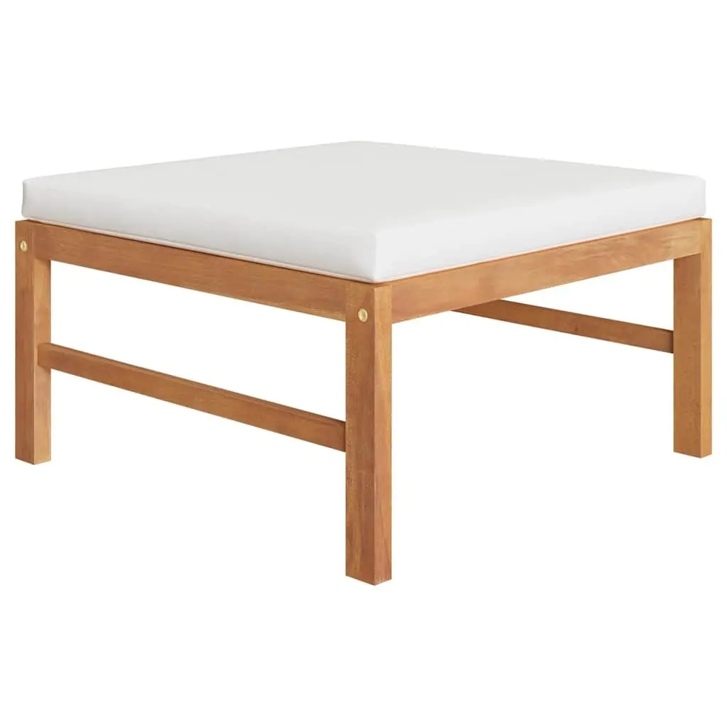 Garden Lounge Set Teak Wood 4 Piece Cream Cushions