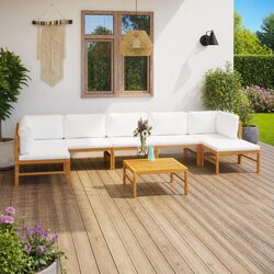 8 Piece Teak Garden Lounge Set with Cushions