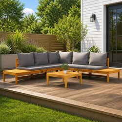 Acacia Wood Garden Lounge Set with Cushions - 4 Piece