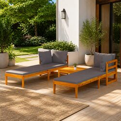 Acacia Wooden Garden Lounge Set with Cushions