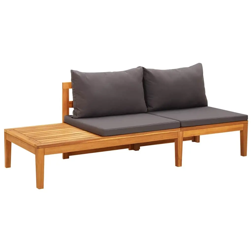 Garden Lounge Set Acacia Wood 3 Piece Outdoor Furniture Grey
