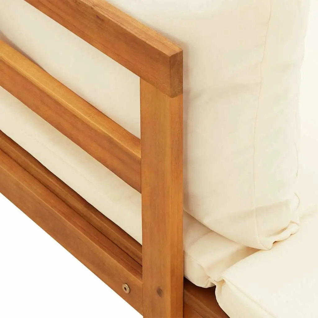 Garden Lounge Set Solid Acacia Wood 5 Piece Outdoor Furniture Cream Cushions