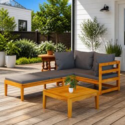 Durable 3 Piece Garden Lounge Set with Cushions