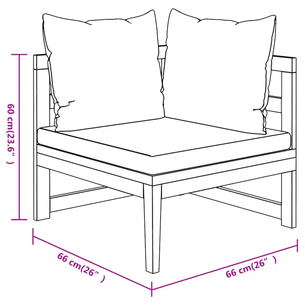 Garden Lounge Set Solid Acacia Wood 3 Piece Outdoor Patio Furniture Grey with Cushions