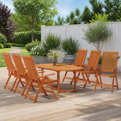 Garden Dining Set 7 Piece Outdoor Patio Extendable Table Reclining Folding