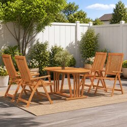 5 Piece Garden Dining Set in Solid Eucalyptus Wood