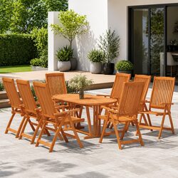 Outdoor Folding Garden Chairs 8pcs Solid Wood Eucalyptus Brown Reclining