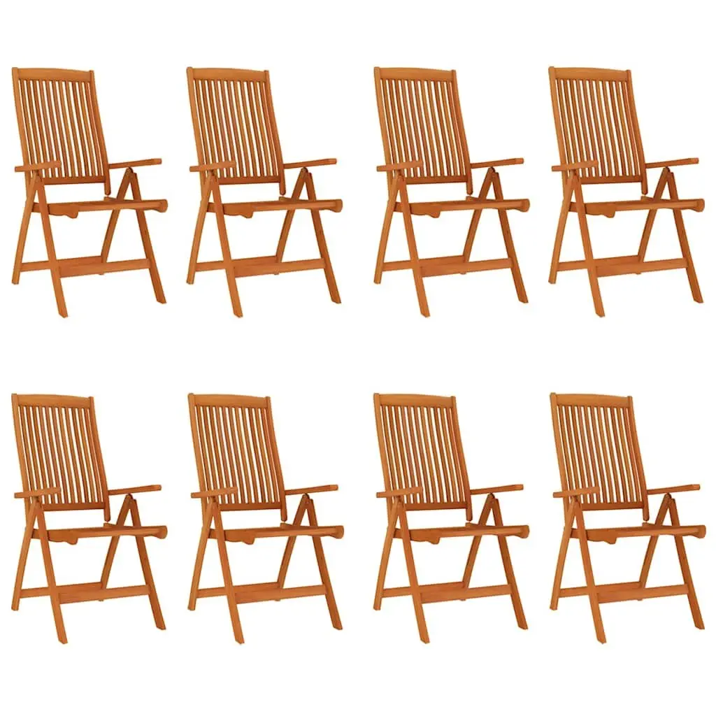 Outdoor Folding Garden Chairs Solid Wood Eucalyptus 8 Piece Brown Reclining