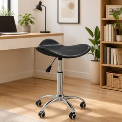 Adjustable Black Faux Leather Office Chair with 360-Degree Swivel