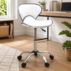 Stylish White Office Chair with Swivel and Mobility