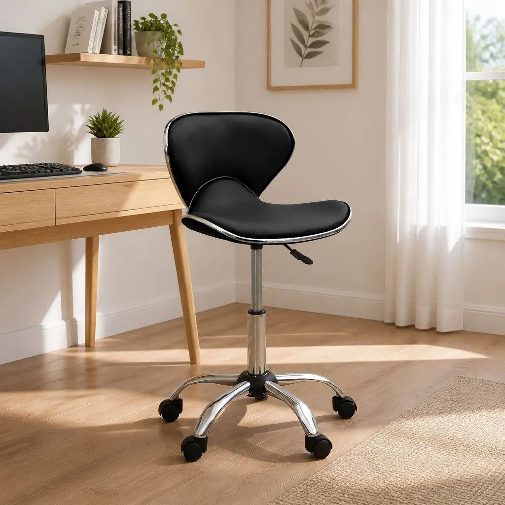 Office Chair Faux Leather Height Adjustable Black Swivel Desk Seat