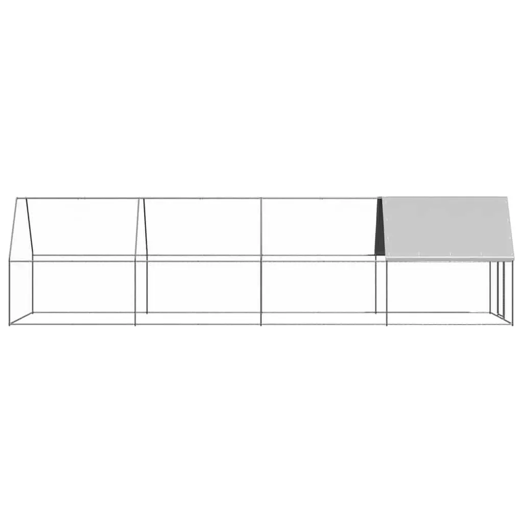 Outdoor Chicken Cage Run Enclosure 2x8x2m Galvanised Steel Water Resistant Roof