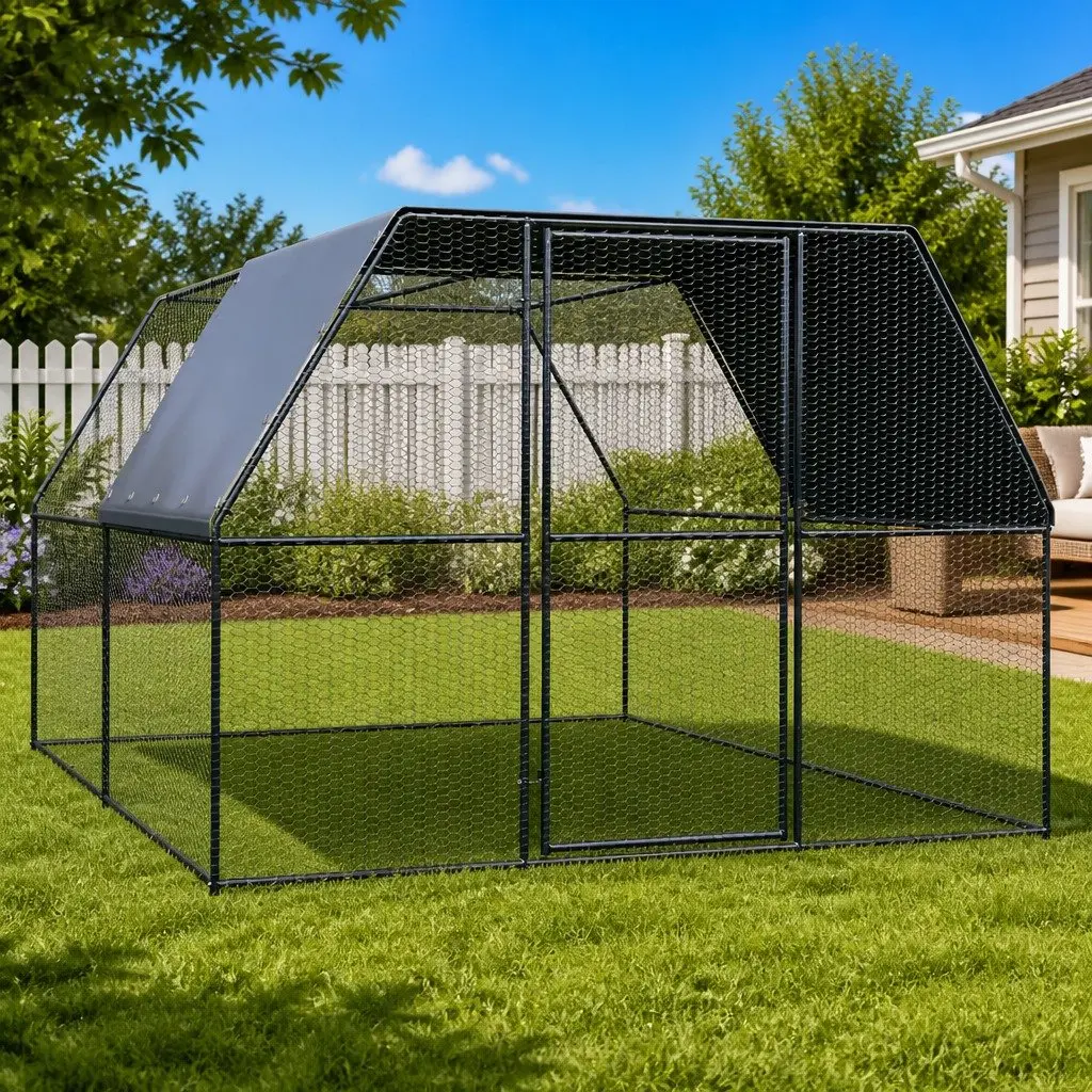 Chicken Cage Galvanised Steel 3 x 4 x 2 m Silver