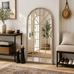 Cream Wall-Mounted Mirror with Durable Iron Frame 90x45 cm