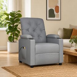 Electric Recliner Lift Massage Chair in Grey Fabric