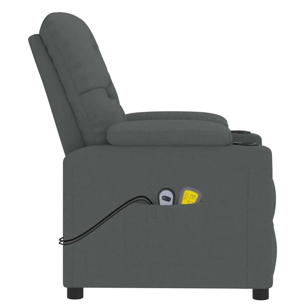 Stand Up Massage Chair Grey Fabric Electric Recliner Lift Function Vibration