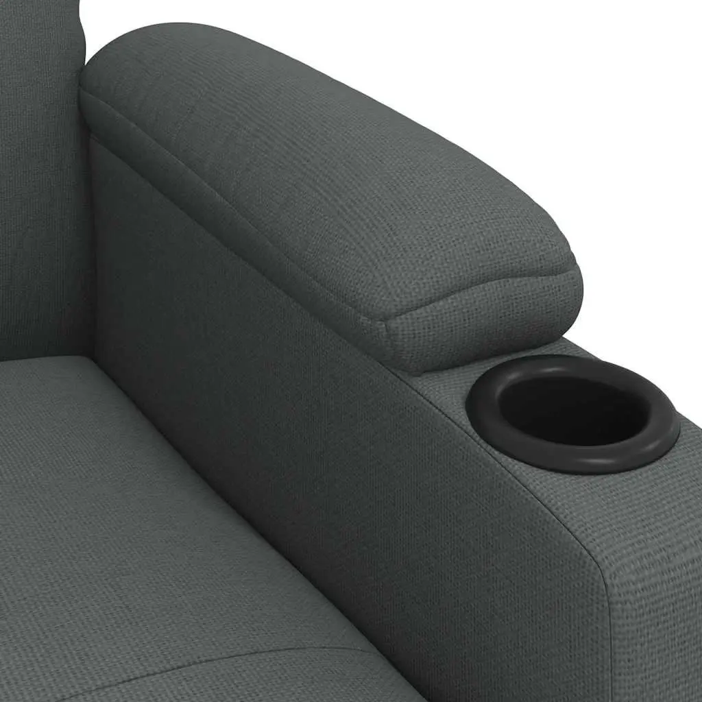 Stand Up Massage Chair Grey Fabric Electric Recliner Lift Function Vibration
