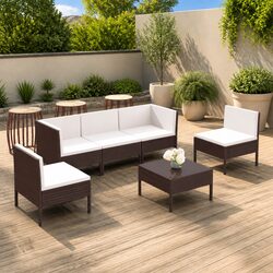 Premium 6-Piece Outdoor Lounge Set in Brown Poly Rattan