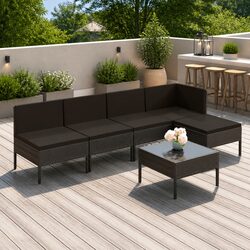 Premium 6 Piece Outdoor Lounge Set in Grey PE Rattan