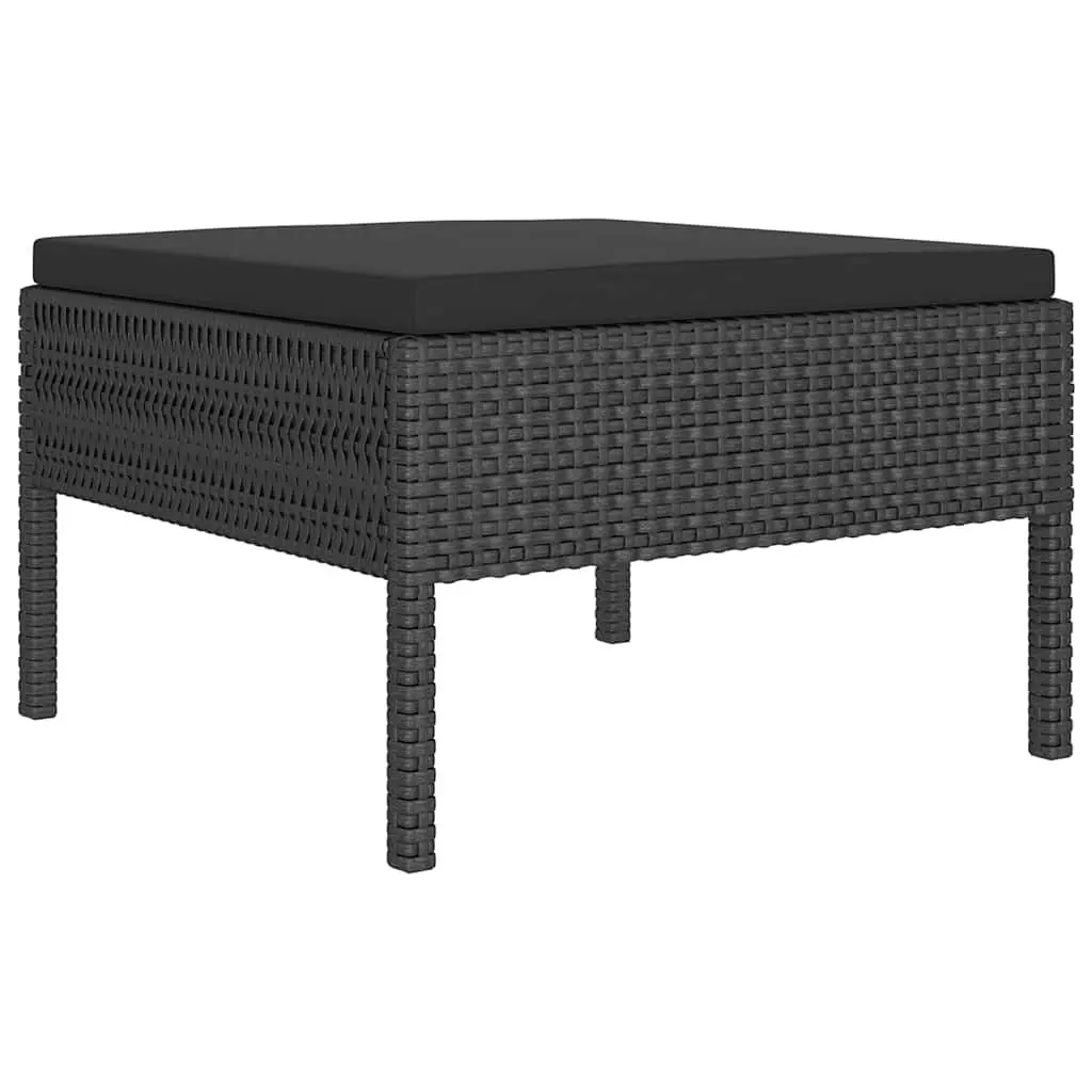 5-Piece Black Rattan Garden Lounge Set with Cushions