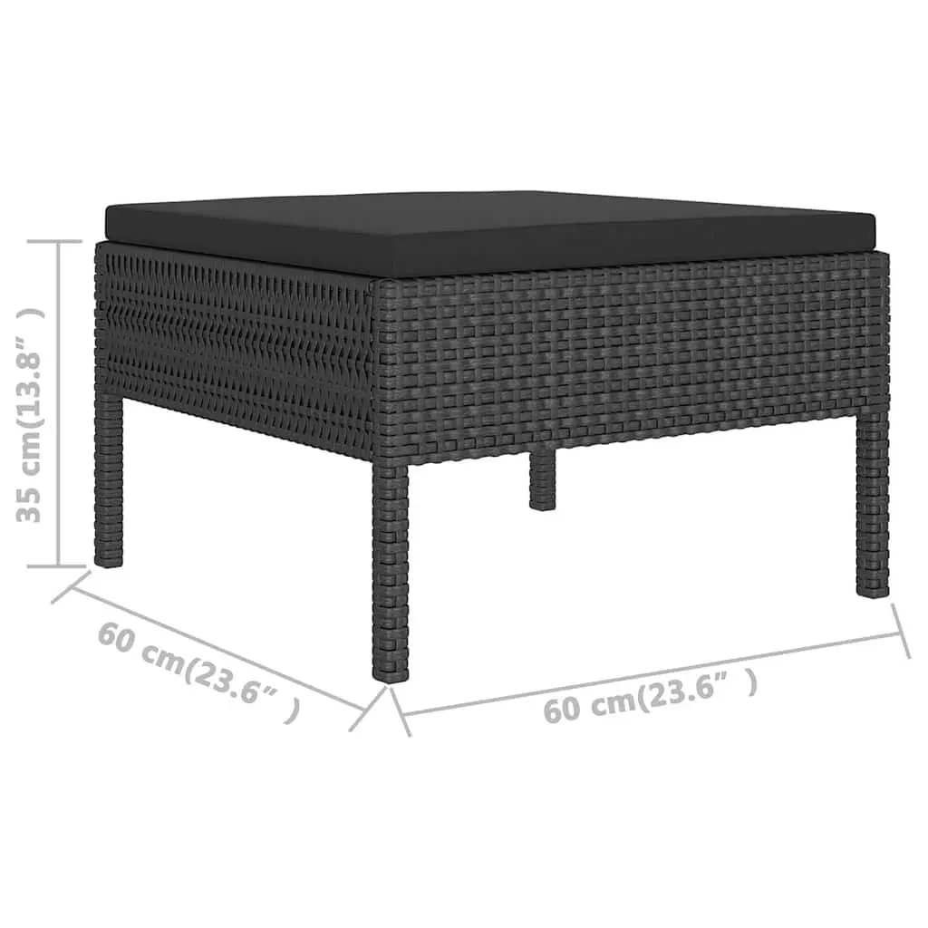 5-Piece Black Rattan Garden Lounge Set with Cushions