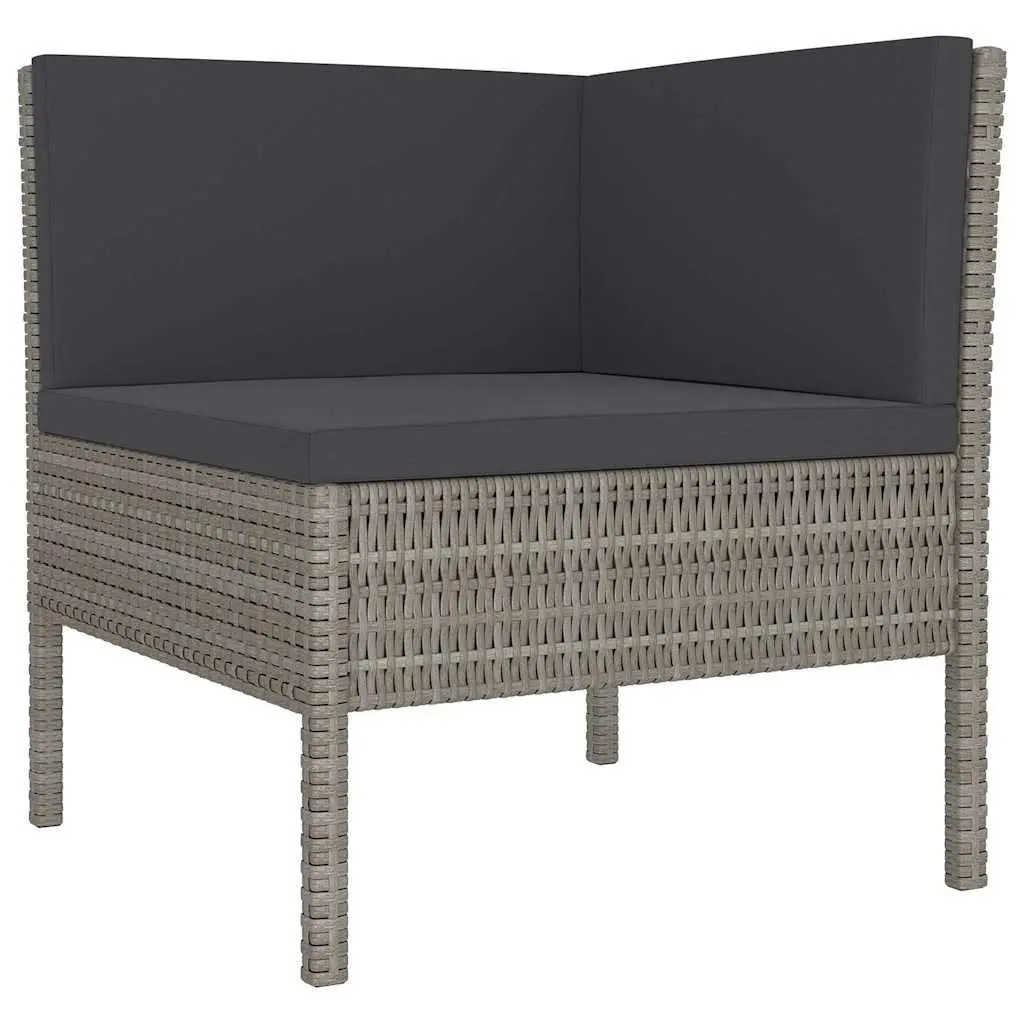 Garden Lounge Set PE Rattan 5 Piece Outdoor Furniture Patio Sectional Grey