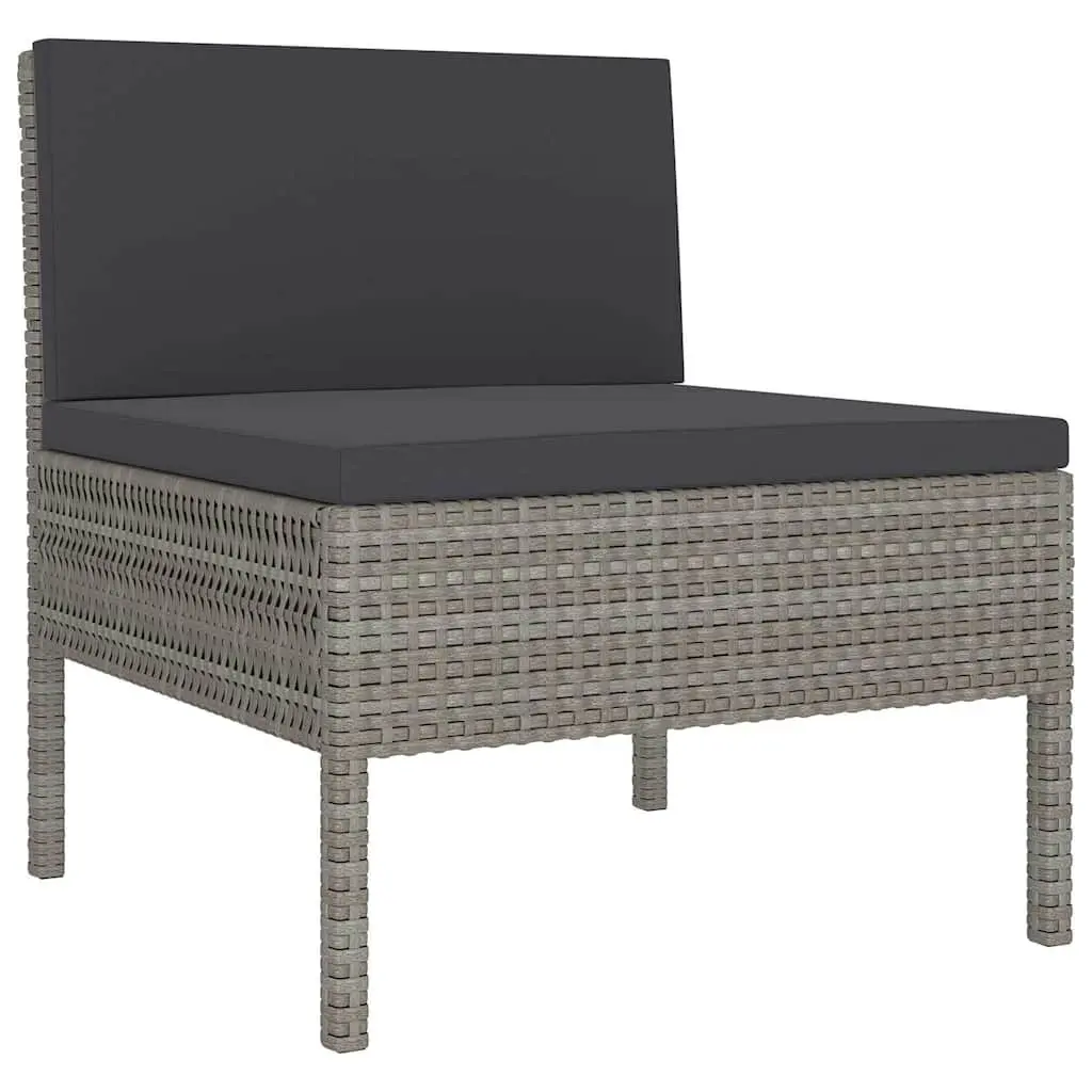 Garden Lounge Set PE Rattan 5 Piece Outdoor Furniture Patio Sectional Grey