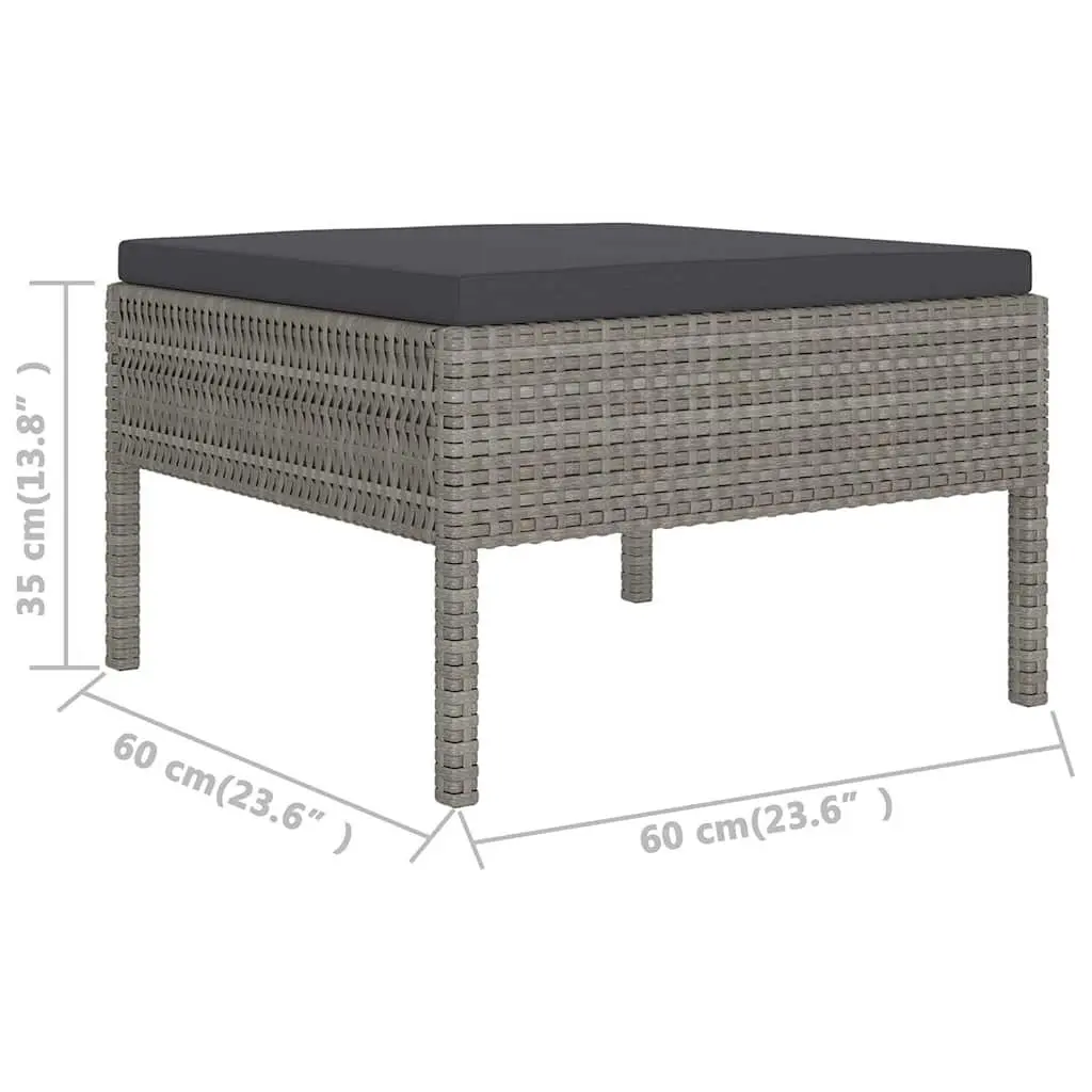 Garden Lounge Set PE Rattan 5 Piece Outdoor Furniture Patio Sectional Grey