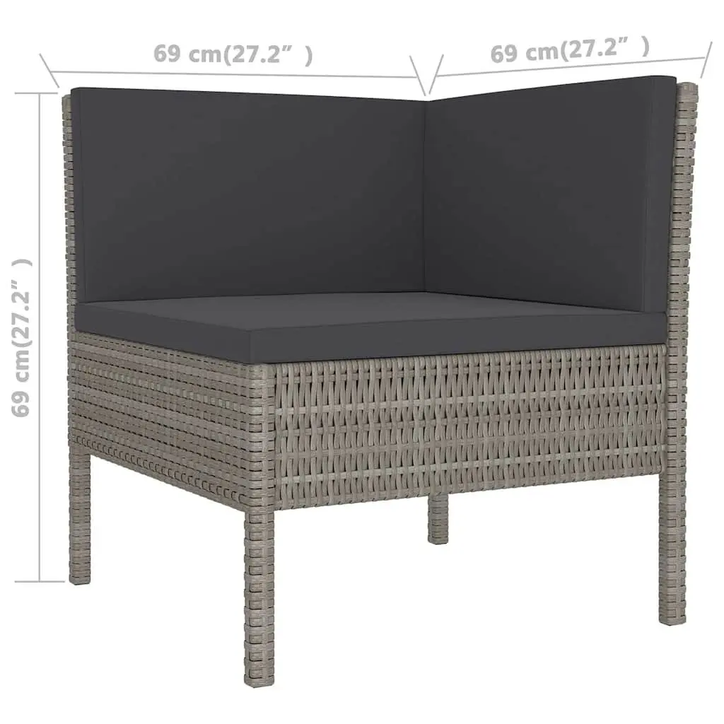 Garden Lounge Set PE Rattan 5 Piece Outdoor Furniture Patio Sectional Grey