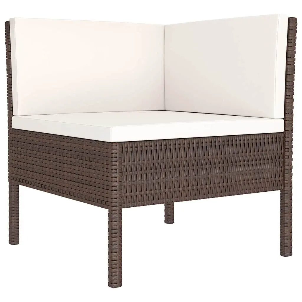 Garden Lounge Set PE Rattan 6 Piece Outdoor Furniture Brown