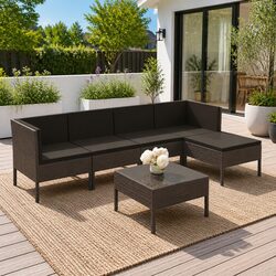 Garden Lounge Set 6 Piece Outdoor Furniture Grey with Cushions Patio
