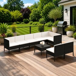 Premium 9-Piece Black Garden Lounge Set for Outdoors