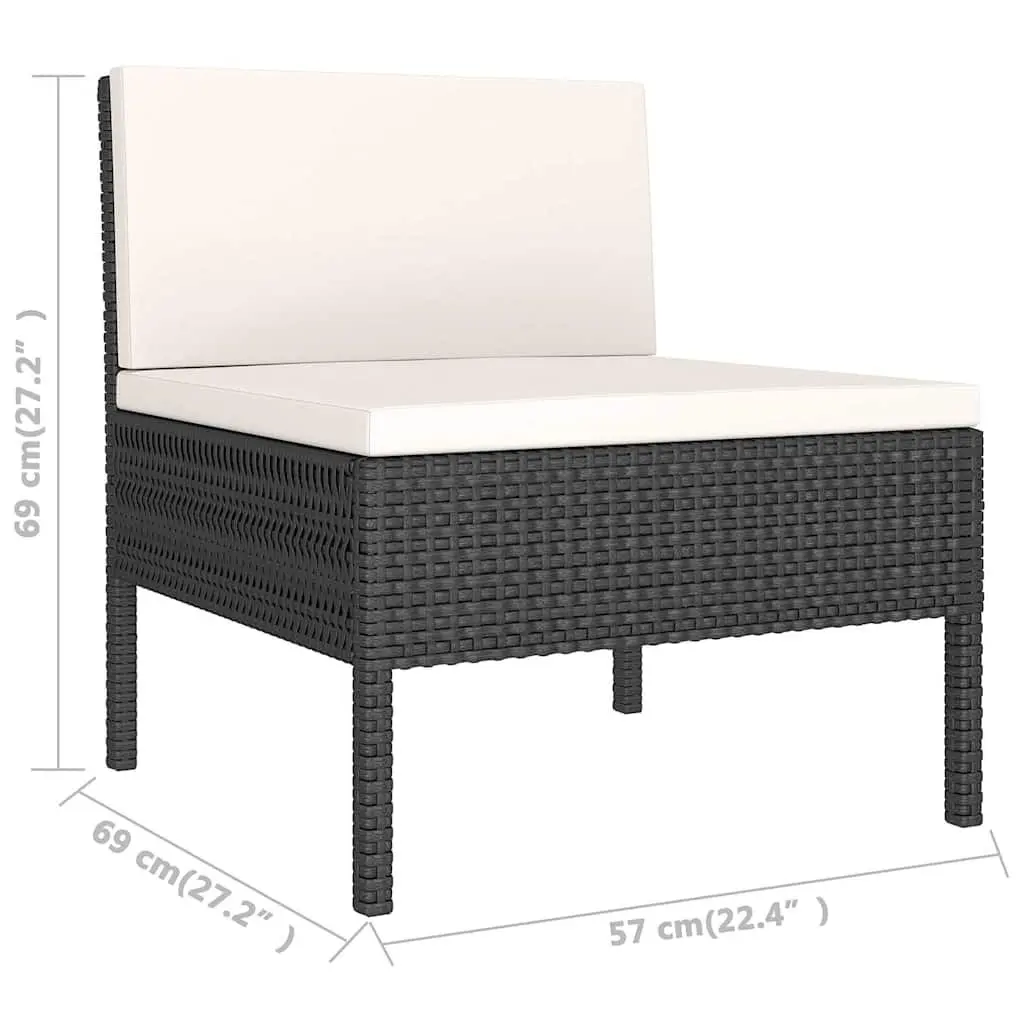9 Piece Garden Lounge Set PE Rattan Outdoor Furniture Patio Sofa with Cushions Black