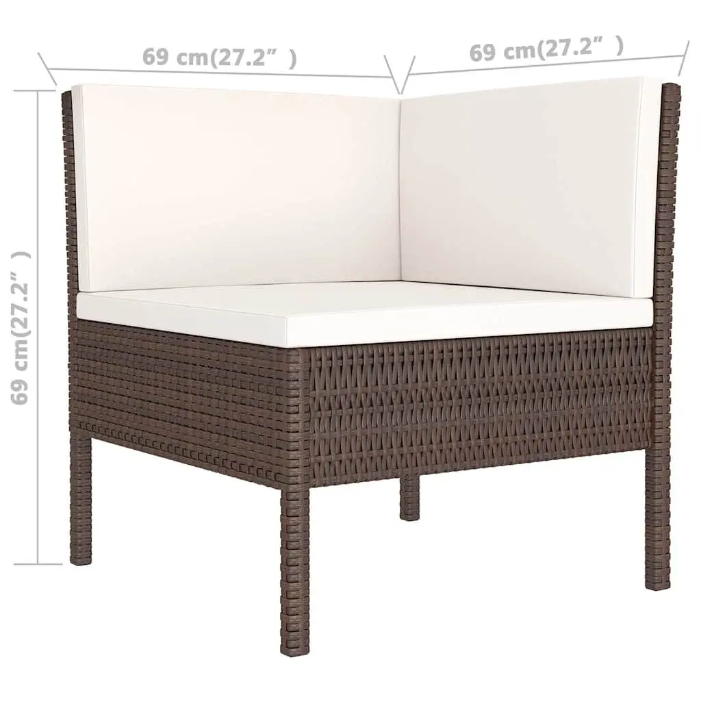 Garden Lounge Set PE Rattan 9 Piece Outdoor Patio Furniture Brown