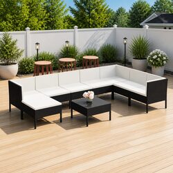 Premium 9-Piece Outdoor Lounge Set in Black Poly Rattan