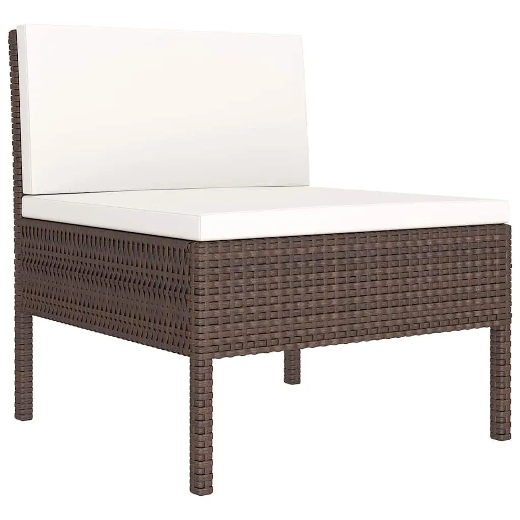 9 Piece Patio Furniture Set Brown PE Rattan Steel Frame with Polyester Cushions
