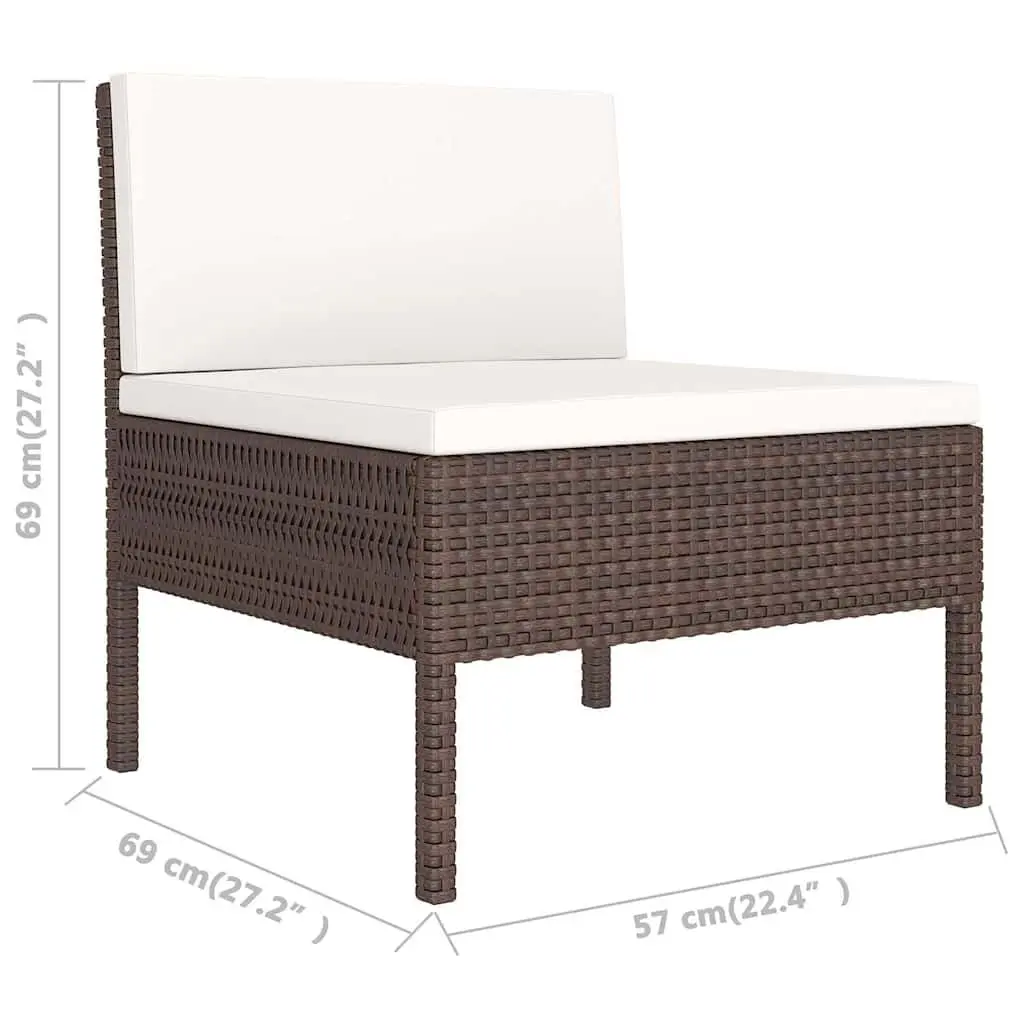 9 Piece Patio Furniture Set Brown PE Rattan Steel Frame with Polyester Cushions
