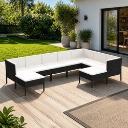 Durable 9-Piece Outdoor Lounge Set with Cushions