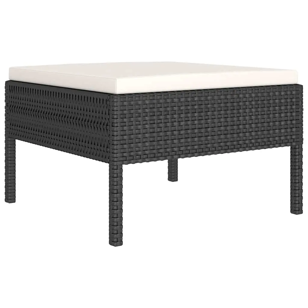 Garden Lounge Set PE Rattan 9 Piece Outdoor Furniture Black Patio Cushions