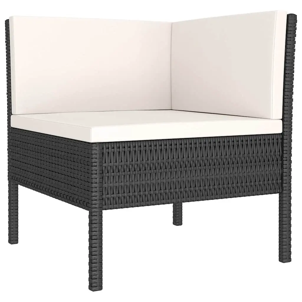 Garden Lounge Set PE Rattan 9 Piece Outdoor Furniture Black Patio Cushions