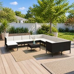 Premium 12 Piece Black Patio Sofa Set for Outdoor Relaxation