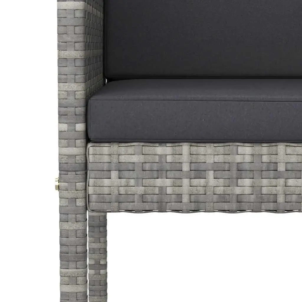 3 Piece Garden Bar Set with Cushions in Grey