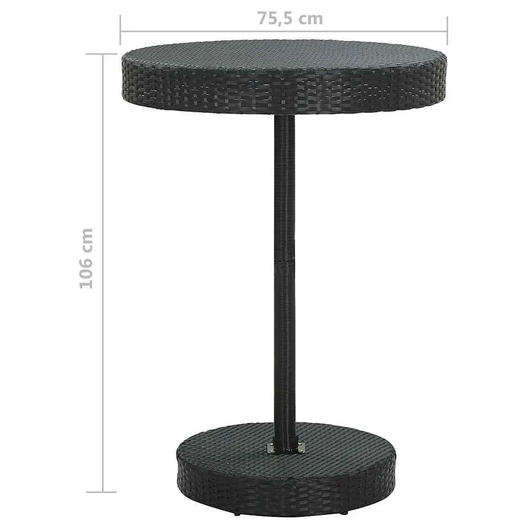 5 Piece Garden Bar Set PE Rattan Black Outdoor Cushions Table Stools