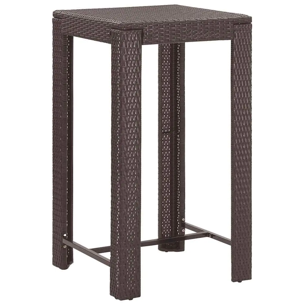 Garden Bar Set Poly Rattan 3 Piece Brown Outdoor Bar Table Stools with Cushions