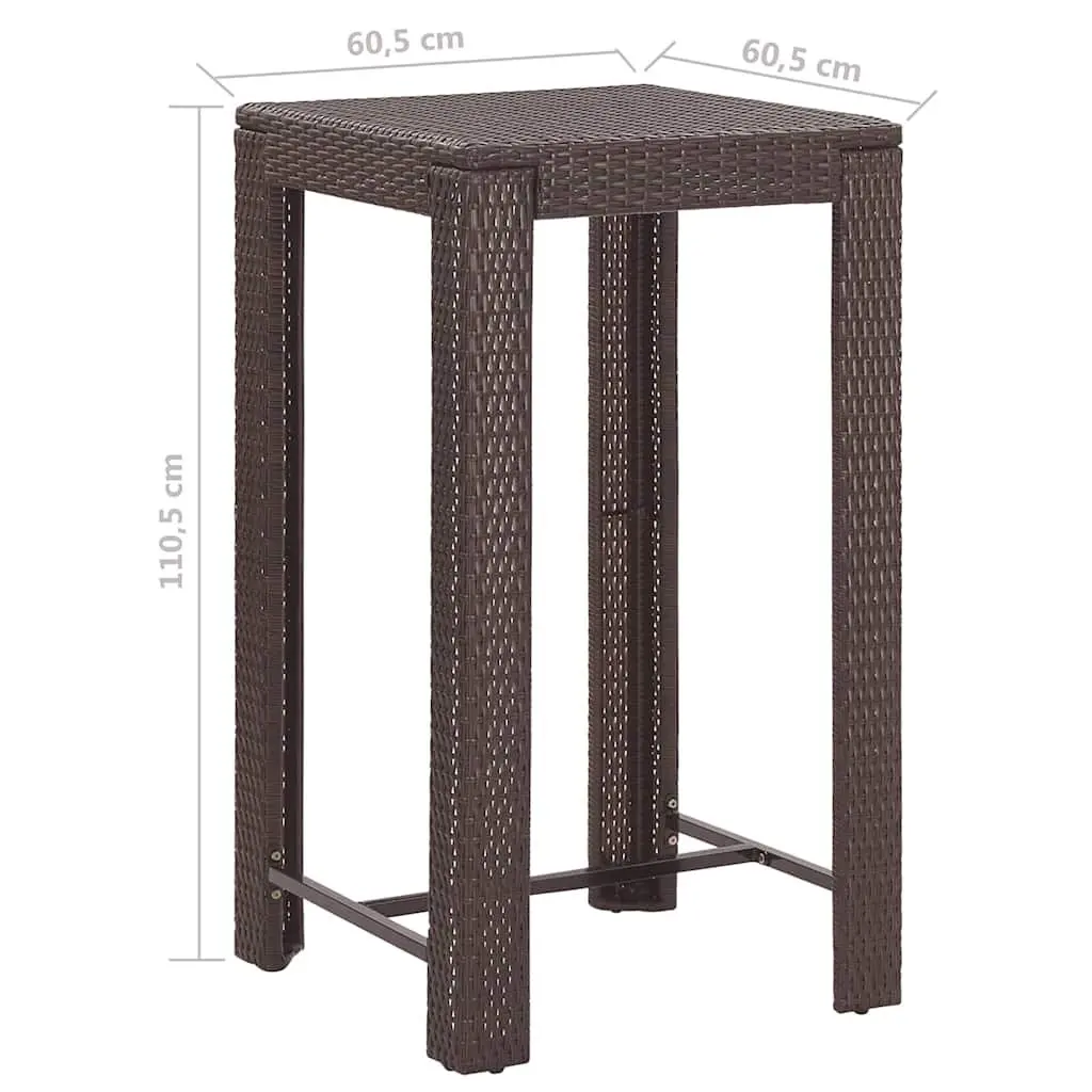 5 Piece Outdoor Bar Set PE Rattan Garden Bar Table Stools with Cushions Brown