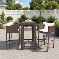 Durable 5 Piece Brown Poly Rattan Garden Bar Set