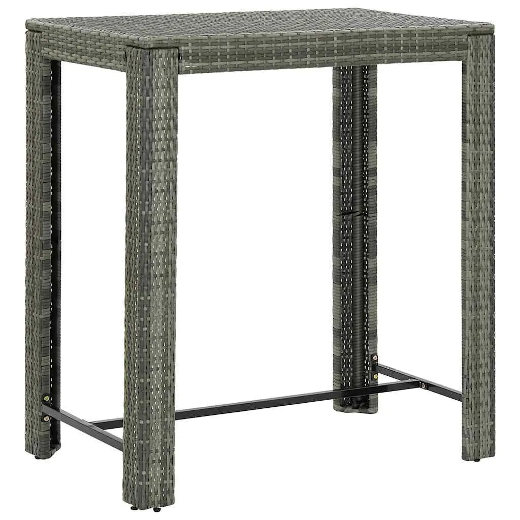 5 Piece Garden Bar Set PE Rattan Powder-coated Steel Grey