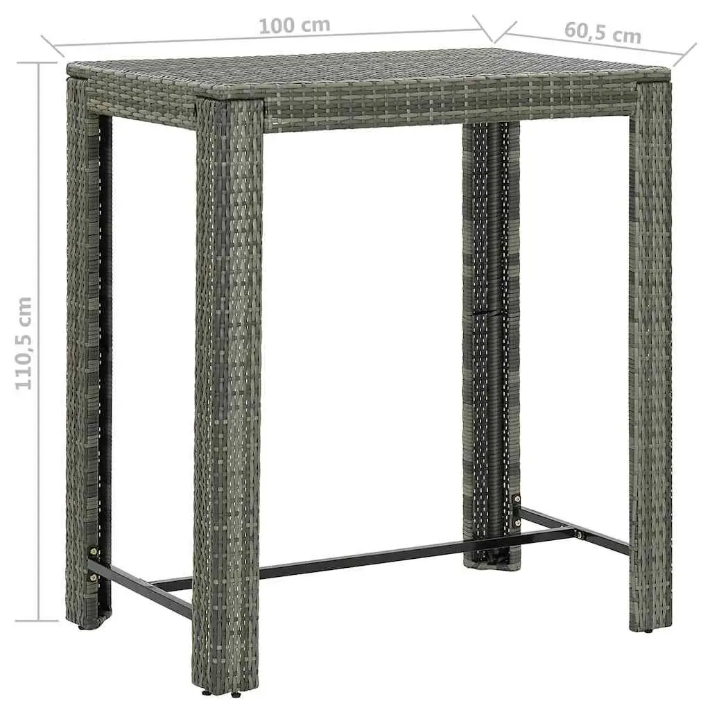 5 Piece Garden Bar Set PE Rattan Powder-coated Steel Grey